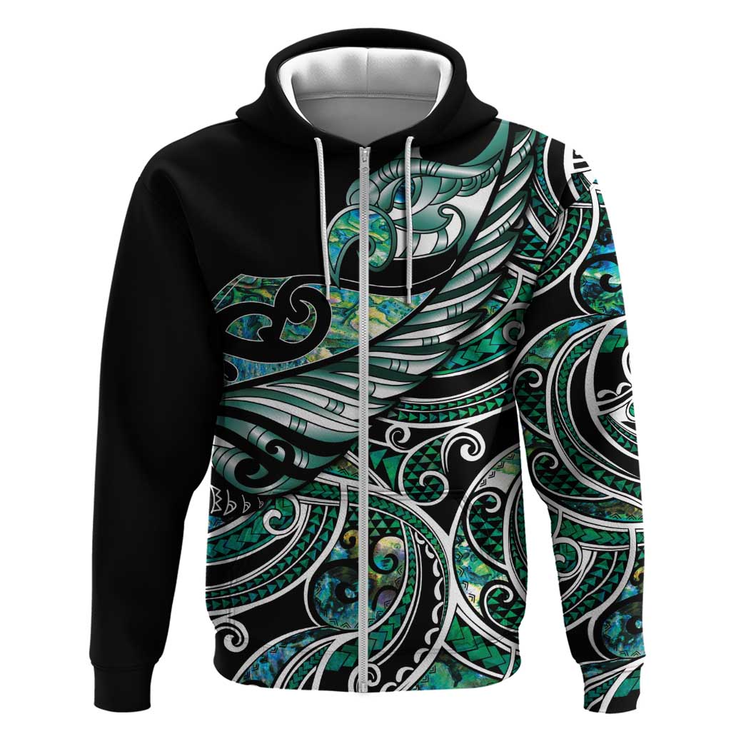 Maori Matariki - Manaia Zip Hoodie Emerald Paua Shell