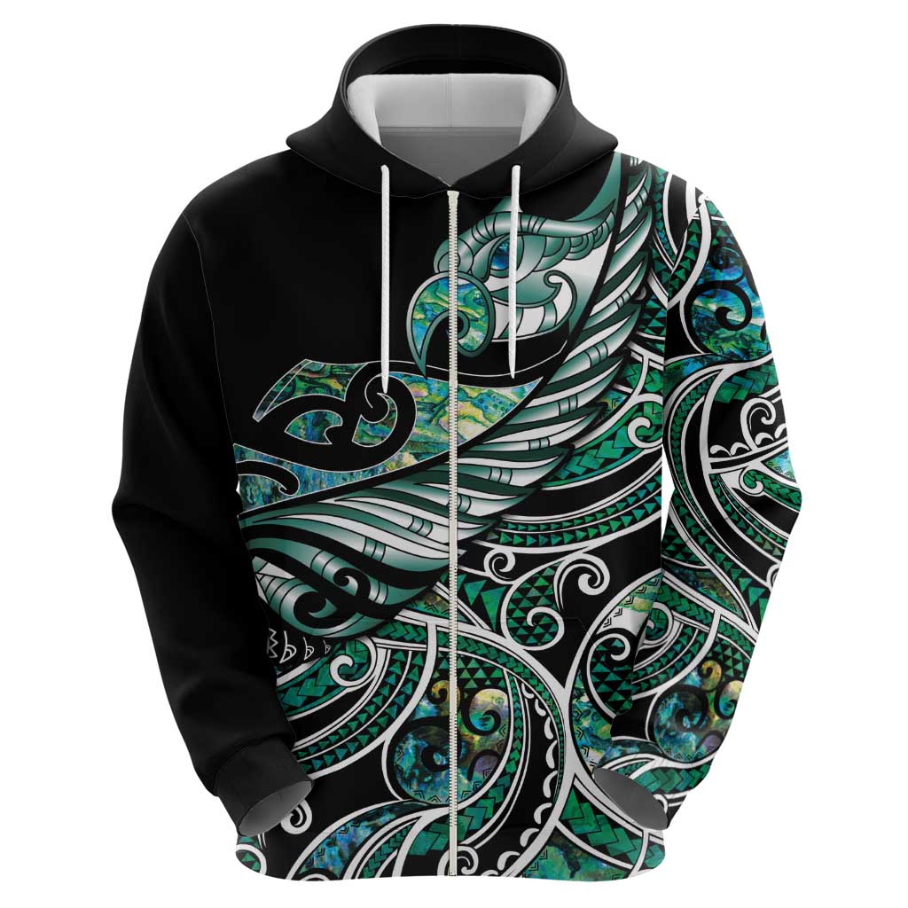 Maori Matariki - Manaia Zip Hoodie Emerald Paua Shell