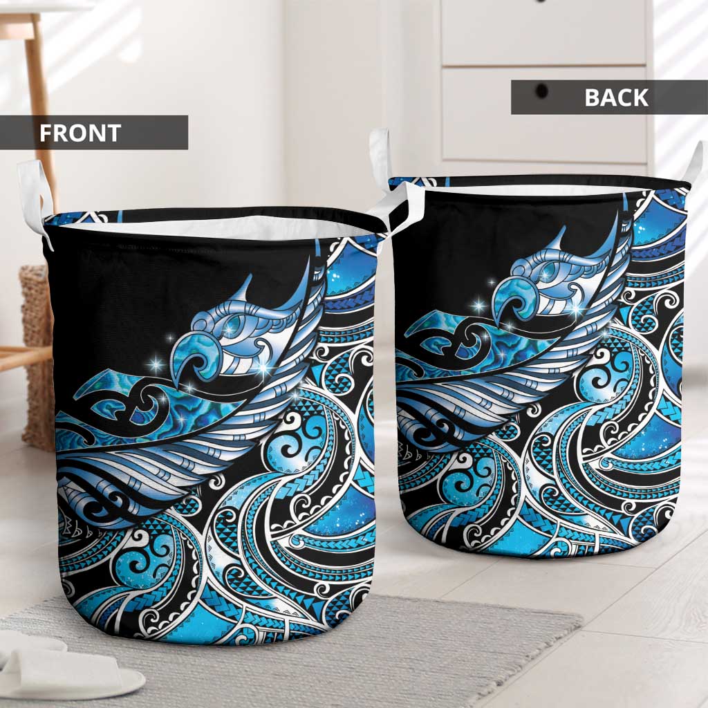 Maori Matariki - Manaia Laundry Basket Galaxy Blue Paua Shell