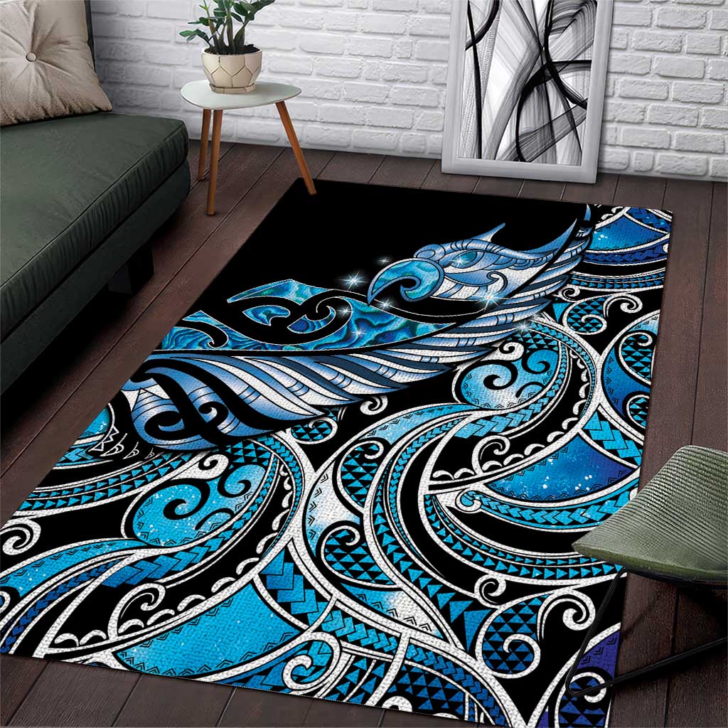 Maori Matariki - Manaia Area Rug Galaxy Blue Paua Shell