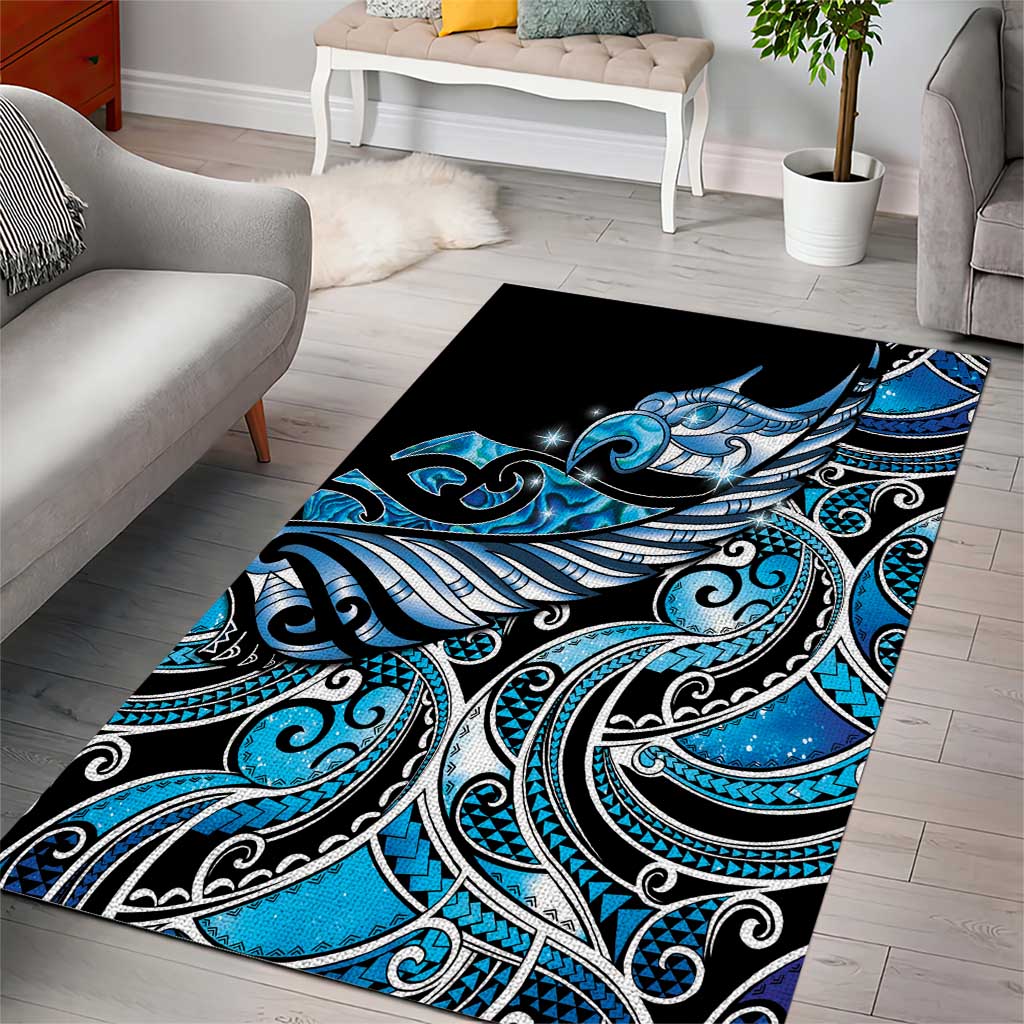 Maori Matariki - Manaia Area Rug Galaxy Blue Paua Shell