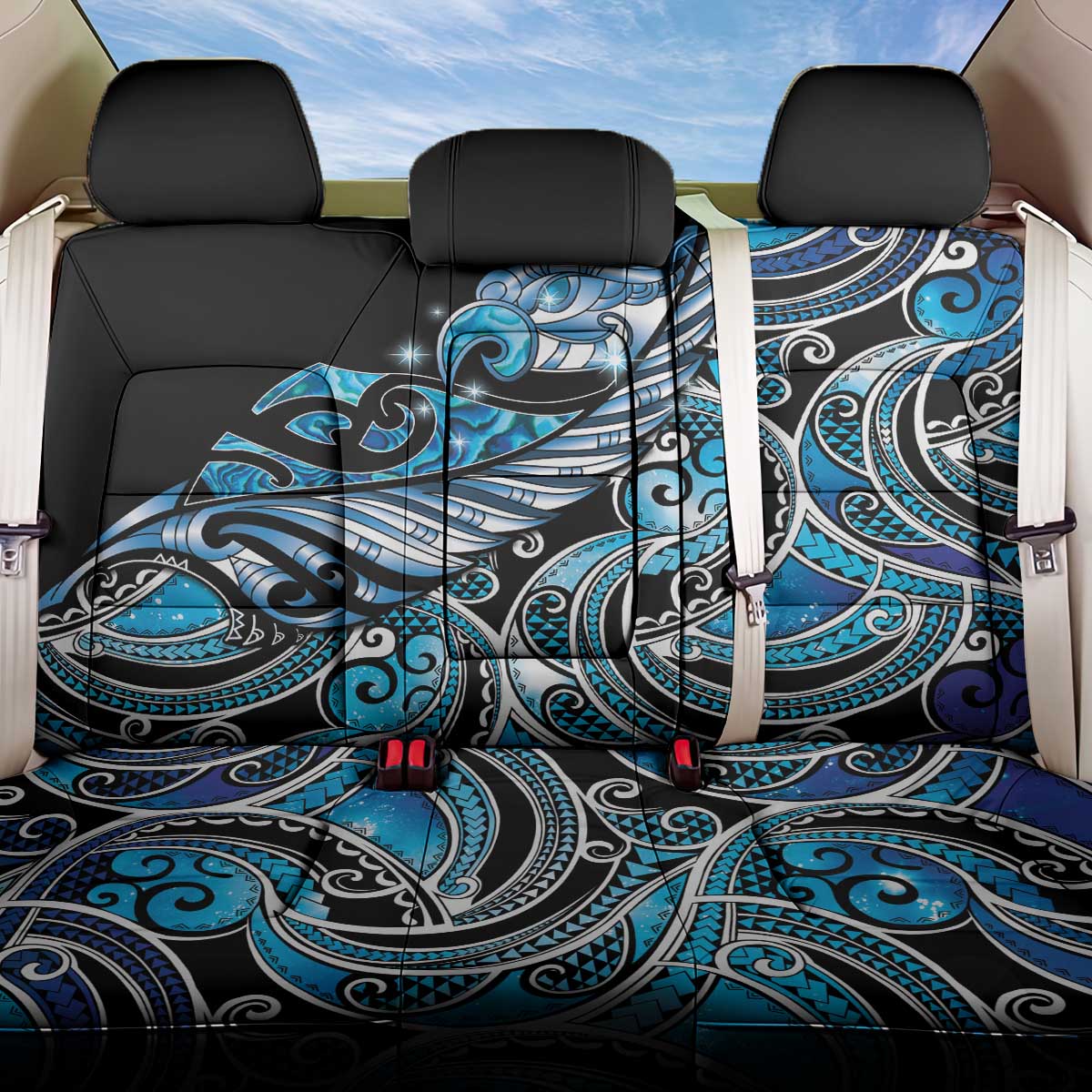 Maori Matariki - Manaia Back Car Seat Cover Galaxy Blue Paua Shell