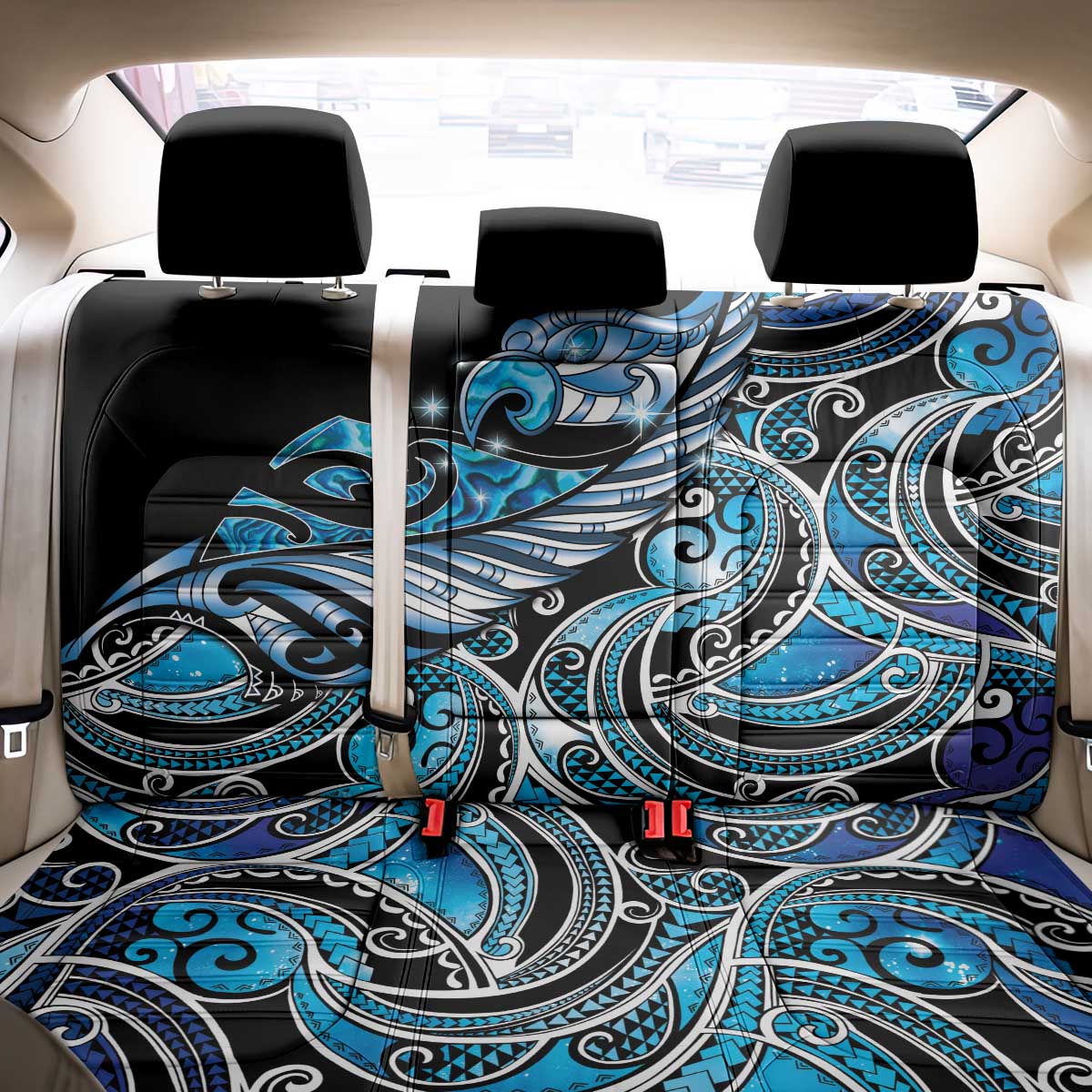 Maori Matariki - Manaia Back Car Seat Cover Galaxy Blue Paua Shell