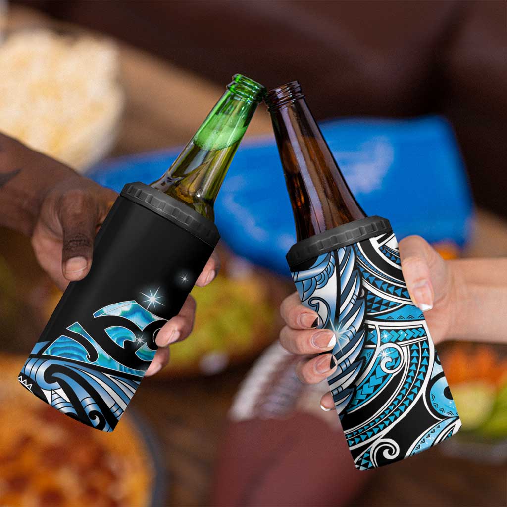 Maori Matariki - Manaia 4 in 1 Can Cooler Tumbler Galaxy Blue Paua Shell