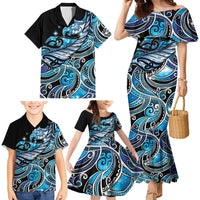 Maori Matariki - Manaia Family Matching Mermaid Dress and Hawaiian Shirt Galaxy Blue Paua Shell