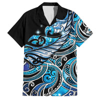 Maori Matariki - Manaia Family Matching Off The Shoulder Long Sleeve Dress and Hawaiian Shirt Galaxy Blue Paua Shell LT7 Dad's Shirt - Short Sleeve Blue - Polynesian Pride