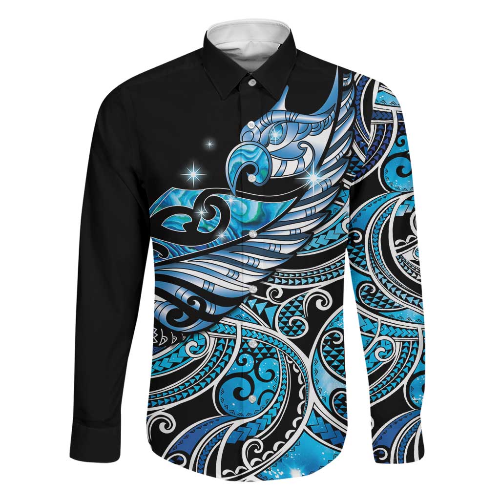 Maori Matariki - Manaia Family Matching Puletasi and Hawaiian Shirt Galaxy Blue Paua Shell
