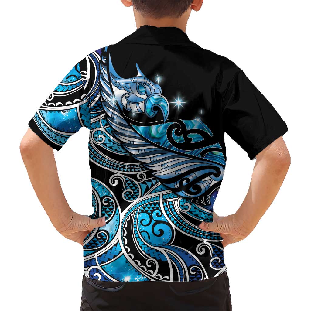 Maori Matariki - Manaia Family Matching Tank Maxi Dress and Hawaiian Shirt Galaxy Blue Paua Shell