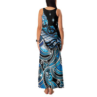 Maori Matariki - Manaia Family Matching Tank Maxi Dress and Hawaiian Shirt Galaxy Blue Paua Shell