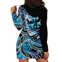 Maori Matariki - Manaia Hoodie Dress Galaxy Blue Paua Shell