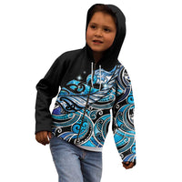 Maori Matariki - Manaia Kid Hoodie Galaxy Blue Paua Shell