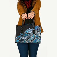 Maori Matariki - Manaia Leather Bag Galaxy Blue Paua Shell