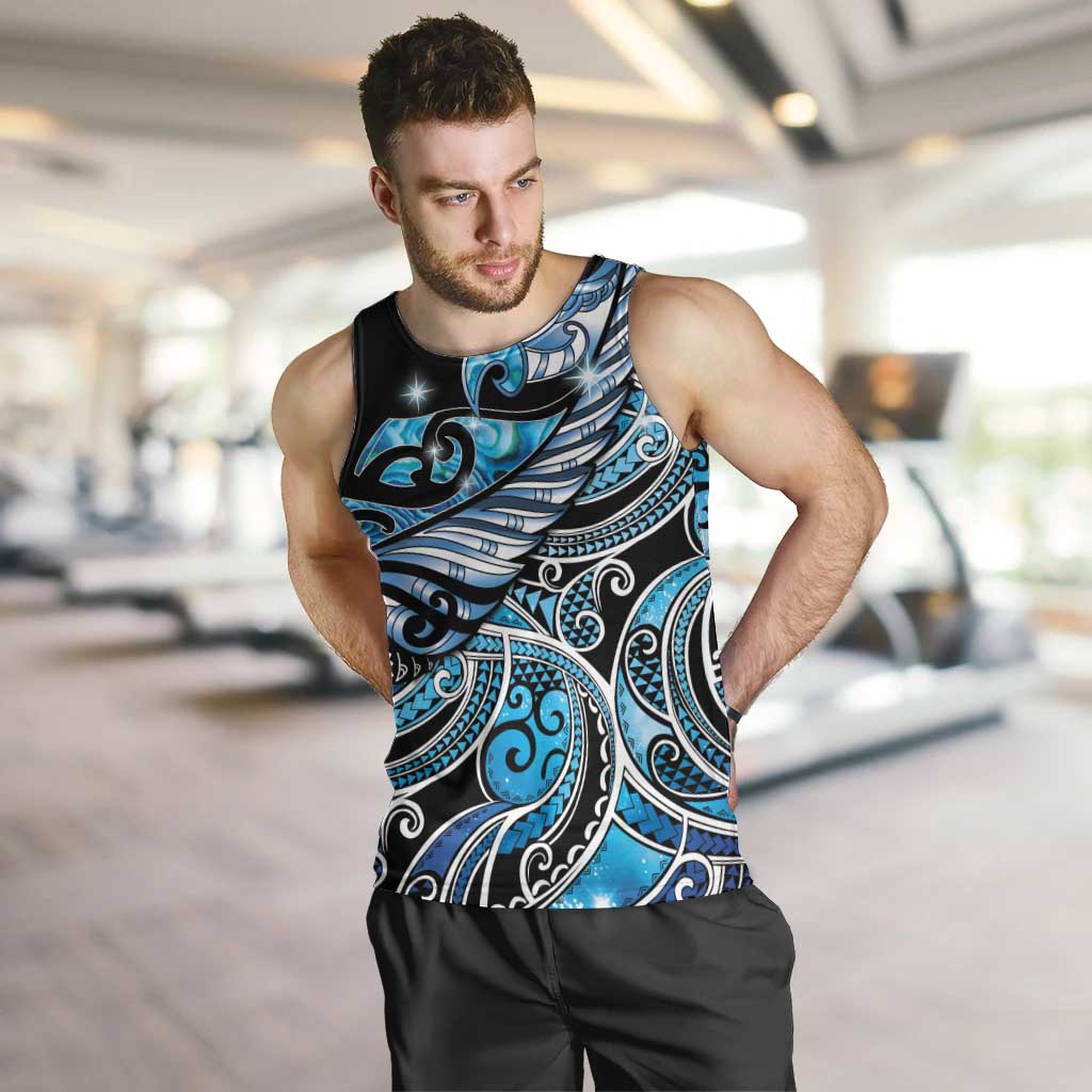 Maori Matariki - Manaia Men Tank Top Galaxy Blue Paua Shell