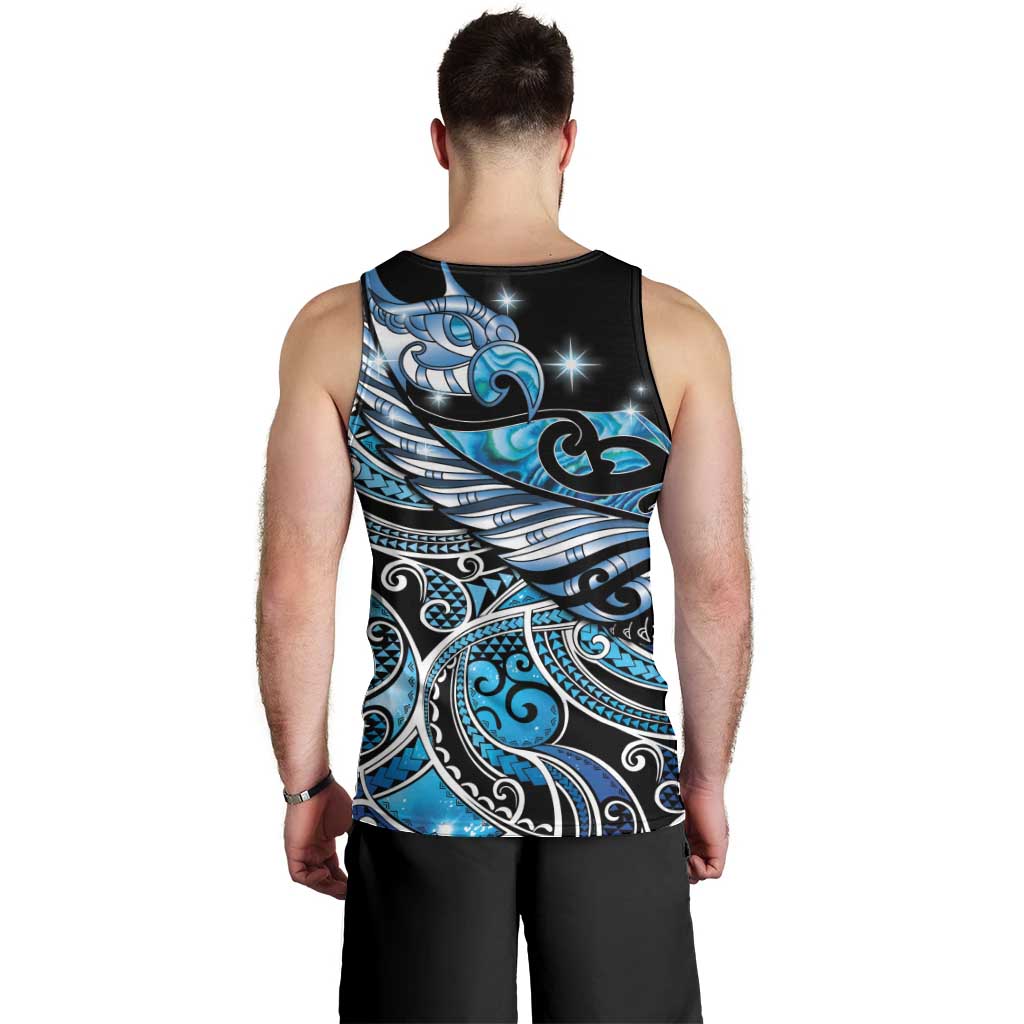 Maori Matariki - Manaia Men Tank Top Galaxy Blue Paua Shell