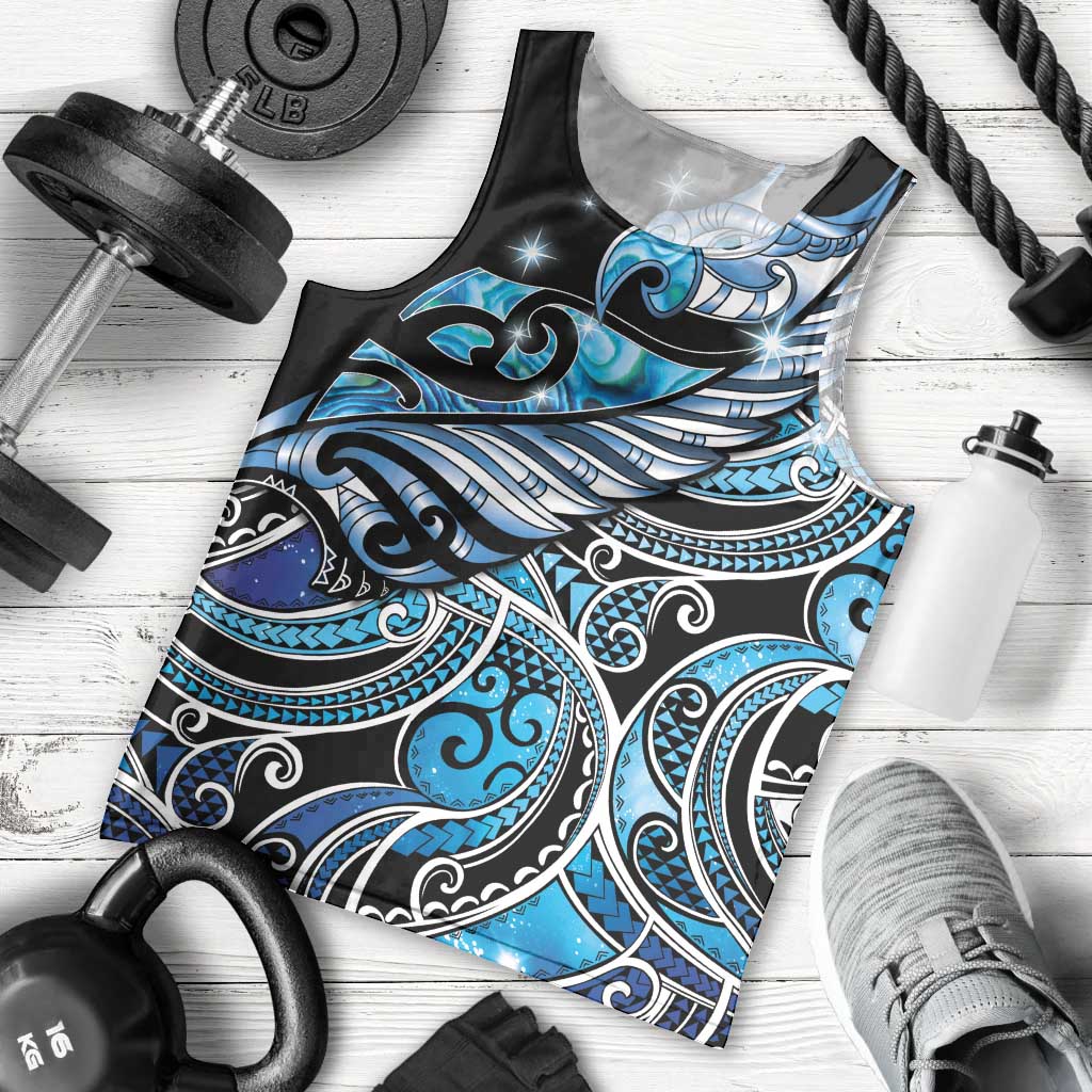 Maori Matariki - Manaia Men Tank Top Galaxy Blue Paua Shell