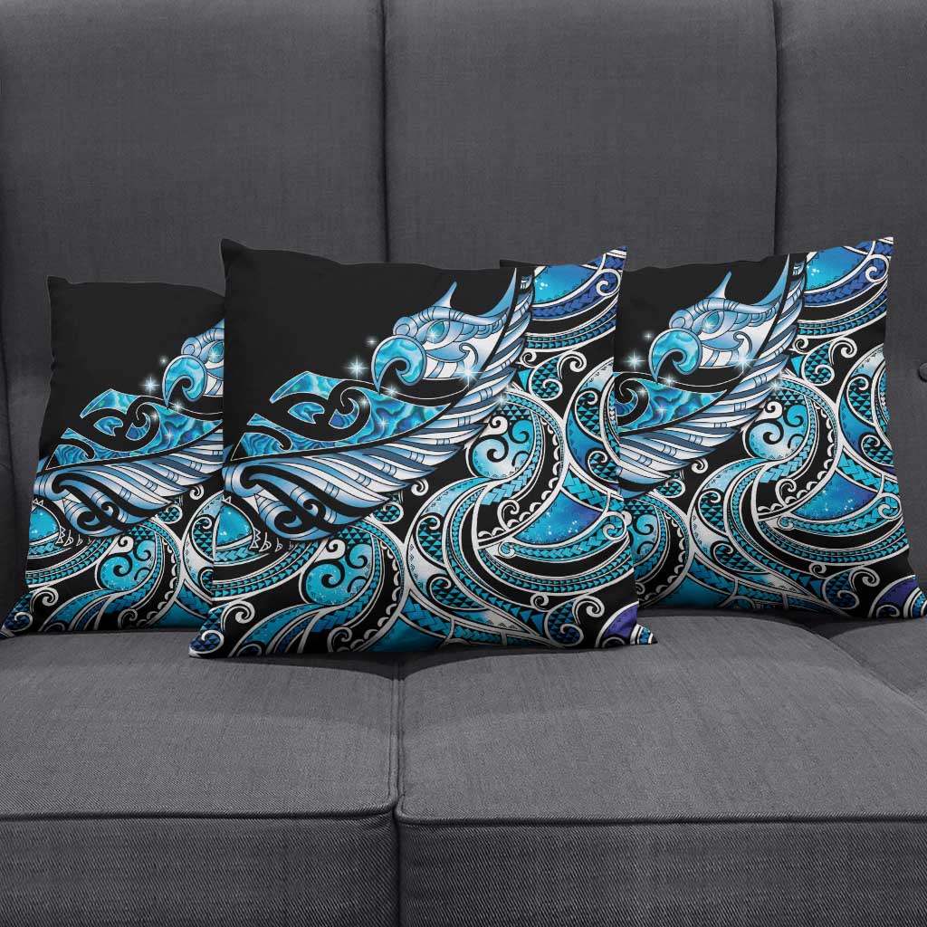 Maori Matariki - Manaia Pillow Cover Galaxy Blue Paua Shell
