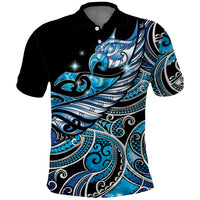 Maori Matariki - Manaia Polo Shirt Galaxy Blue Paua Shell