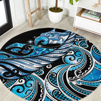 Maori Matariki - Manaia Round Carpet Galaxy Blue Paua Shell