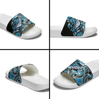 Maori Matariki - Manaia Slide Sandals Galaxy Blue Paua Shell