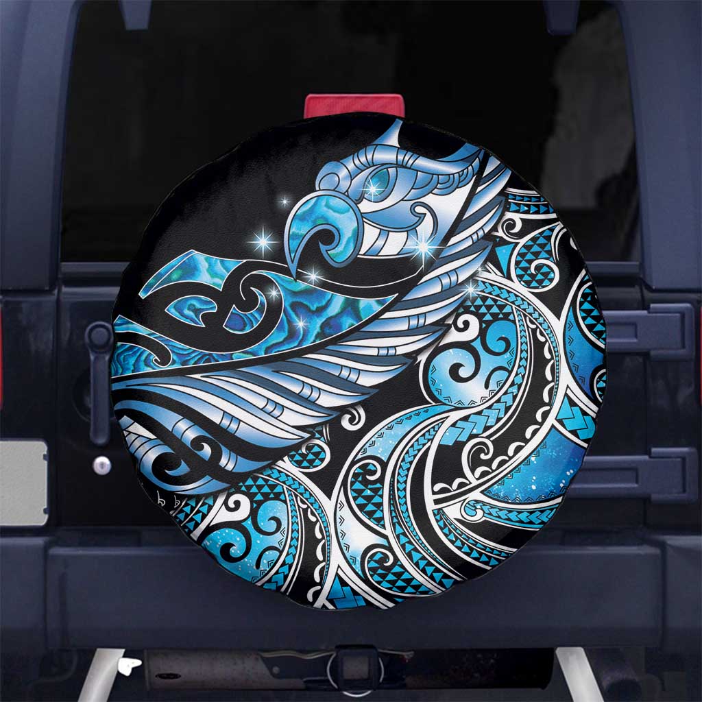Maori Matariki - Manaia Spare Tire Cover Galaxy Blue Paua Shell