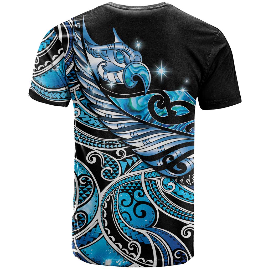 Maori Matariki - Manaia T Shirt Galaxy Blue Paua Shell