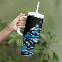 Maori Matariki - Manaia Tumbler With Handle Galaxy Blue Paua Shell