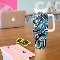 Maori Matariki - Manaia Tumbler With Handle Galaxy Blue Paua Shell