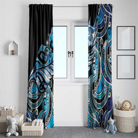 Maori Matariki - Manaia Window Curtain Galaxy Blue Paua Shell