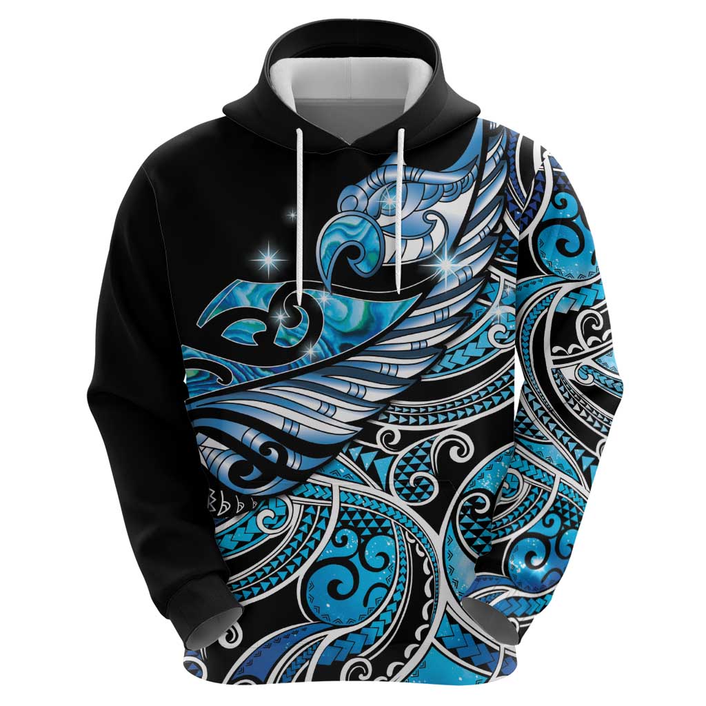Maori Matariki - Manaia Zip Hoodie Galaxy Blue Paua Shell