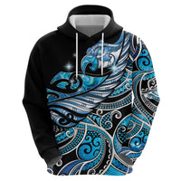 Maori Matariki - Manaia Zip Hoodie Galaxy Blue Paua Shell