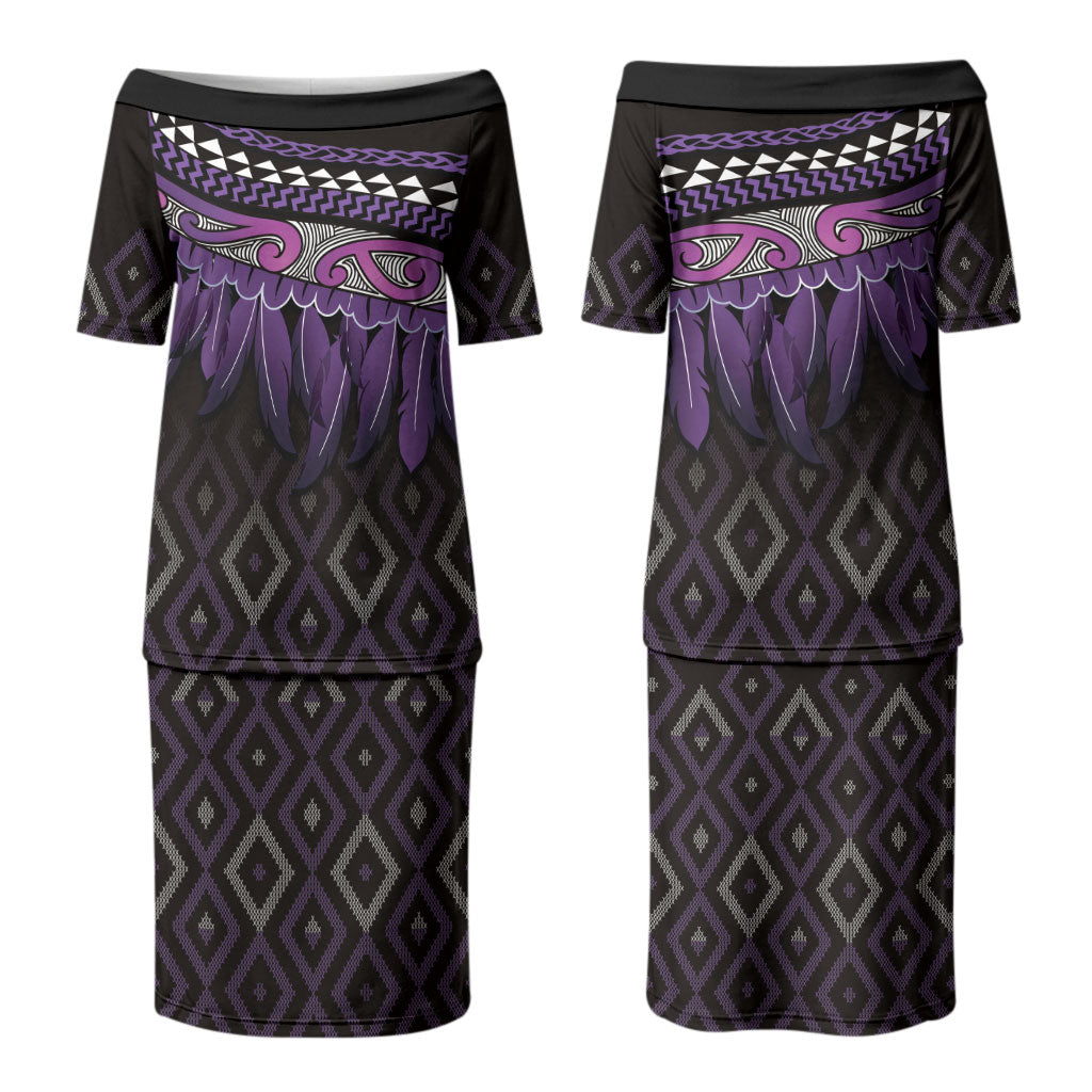 Aotearoa Maori Ngati Porou Iwi Couples Matching Puletasi and Hawaiian Shirt Korowai Tukutuku Kaokao Motifs