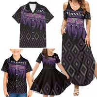 Aotearoa Maori Ngati Porou Iwi Family Matching Summer Maxi Dress and Hawaiian Shirt Korowai Tukutuku Kaokao Motifs