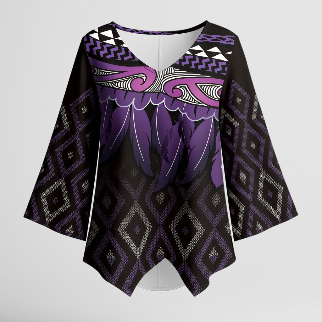 Aotearoa Maori Ngati Porou Iwi Kimono Sleeve Blouse Korowai Tukutuku Kaokao Motifs