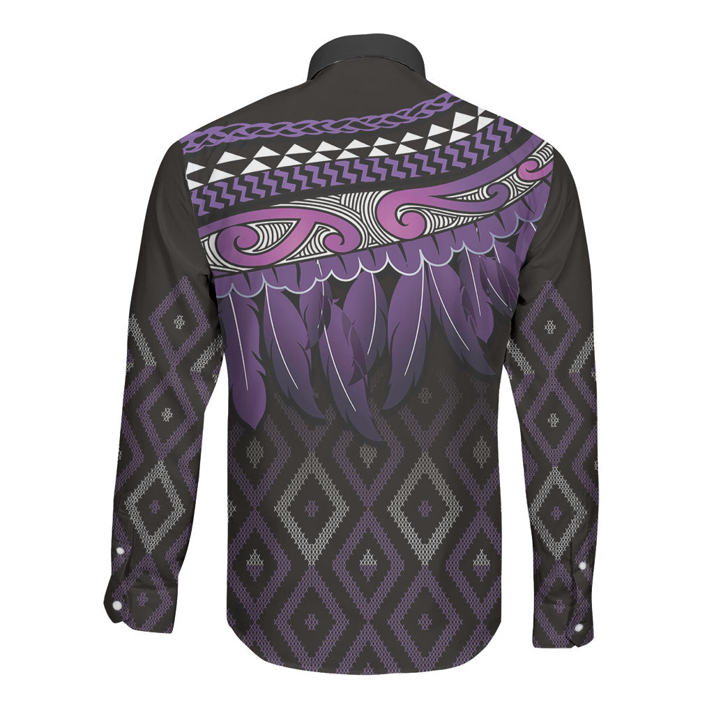 Aotearoa Maori Ngati Porou Iwi Long Sleeve Button Shirt Korowai Tukutuku Kaokao Motifs