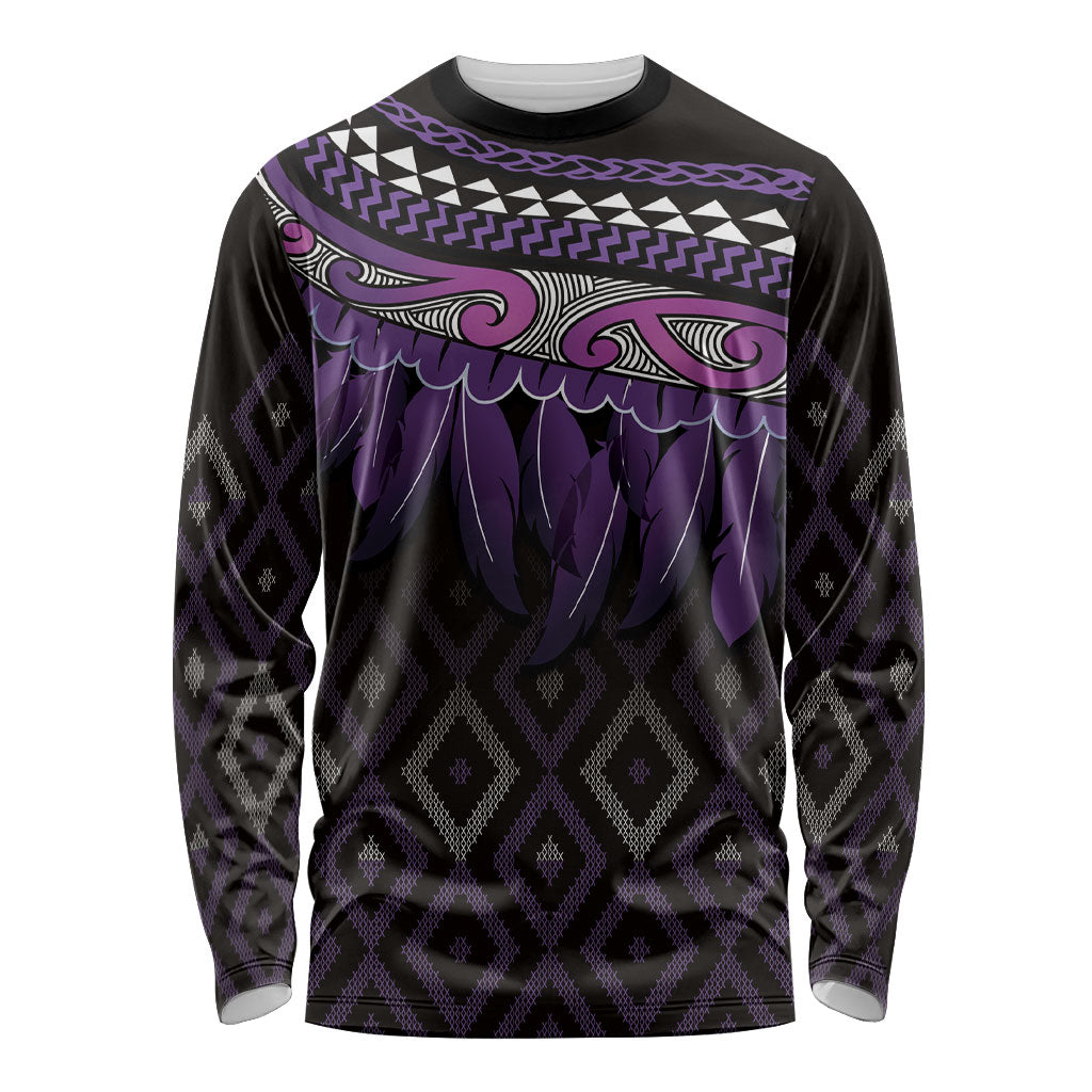 Aotearoa Maori Ngati Porou Iwi Long Sleeve Shirt Korowai Tukutuku Kaokao Motifs