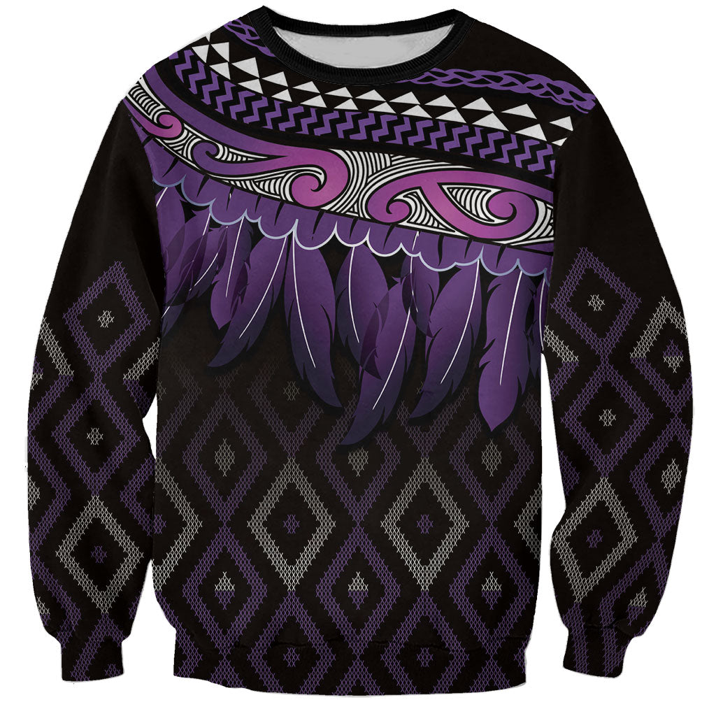 Aotearoa Maori Ngati Porou Iwi Sweatshirt Korowai Tukutuku Kaokao Motifs
