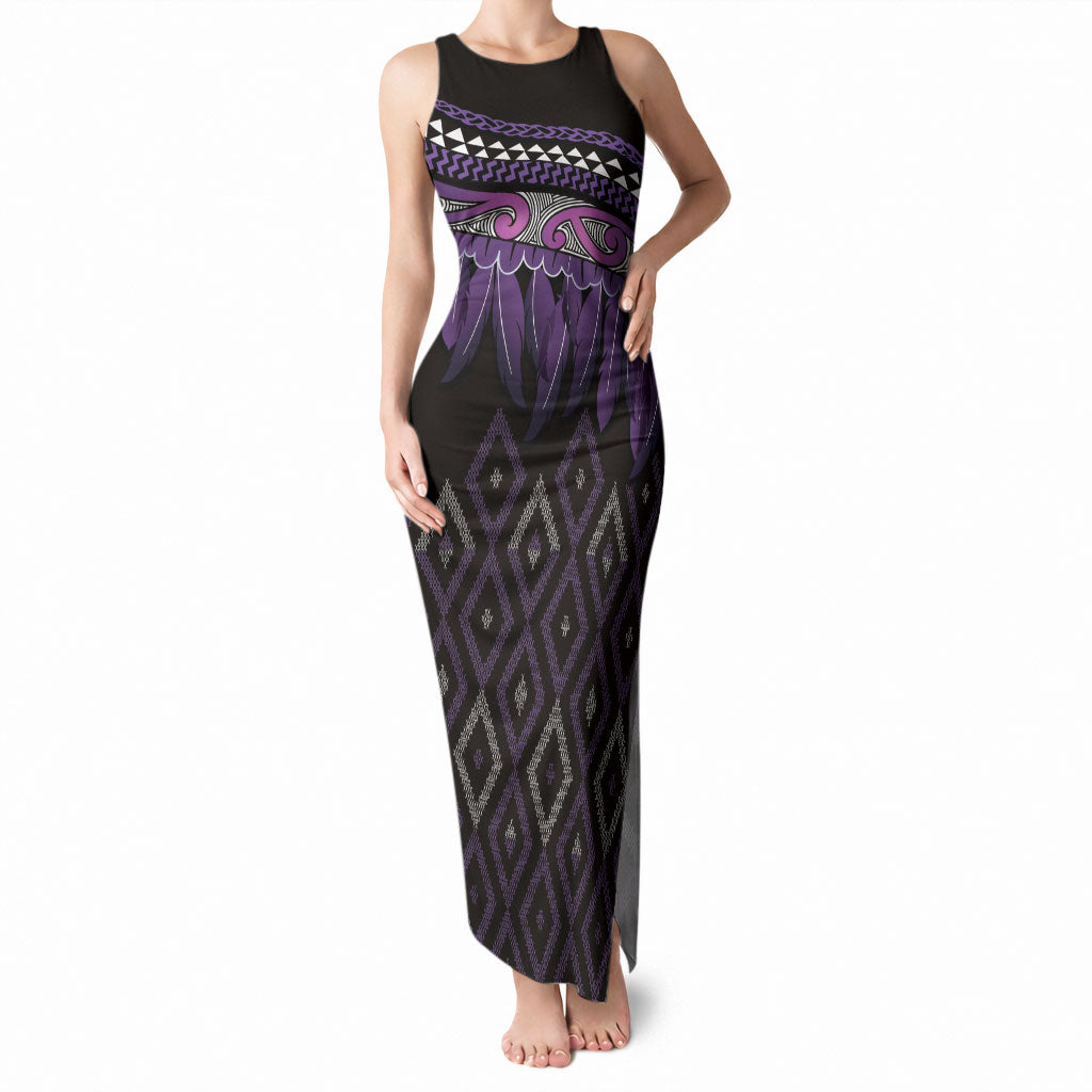 Aotearoa Maori Ngati Porou Iwi Tank Maxi Dress Korowai Tukutuku Kaokao Motifs