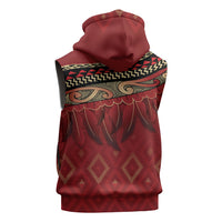 Aotearoa Maori Waikato Tainui Iwi Sleeveless Zip Hoodie Korowai Tukutuku Kaokao Motifs