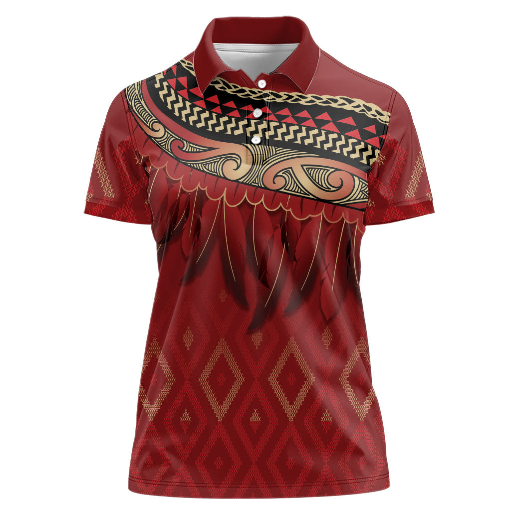 Aotearoa Maori Waikato Tainui Iwi Women Polo Shirt Korowai Tukutuku Kaokao Motifs