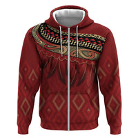 Aotearoa Maori Waikato Tainui Iwi Zip Hoodie Korowai Tukutuku Kaokao Motifs