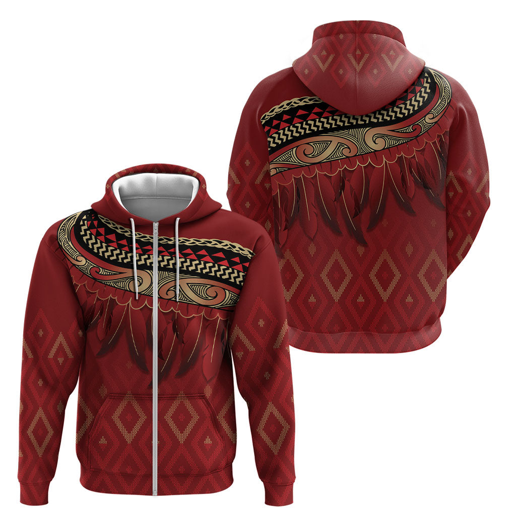 Aotearoa Maori Waikato Tainui Iwi Zip Hoodie Korowai Tukutuku Kaokao Motifs
