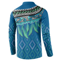 Aotearoa Maori Ngati Kahungunu Iwi Paua Blue Button Sweatshirt Korowai Tukutuku Kaokao Motifs