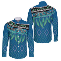 Aotearoa Maori Ngati Kahungunu Iwi Paua Blue Family Matching Mermaid Dress and Hawaiian Shirt Korowai Tukutuku Kaokao Motifs