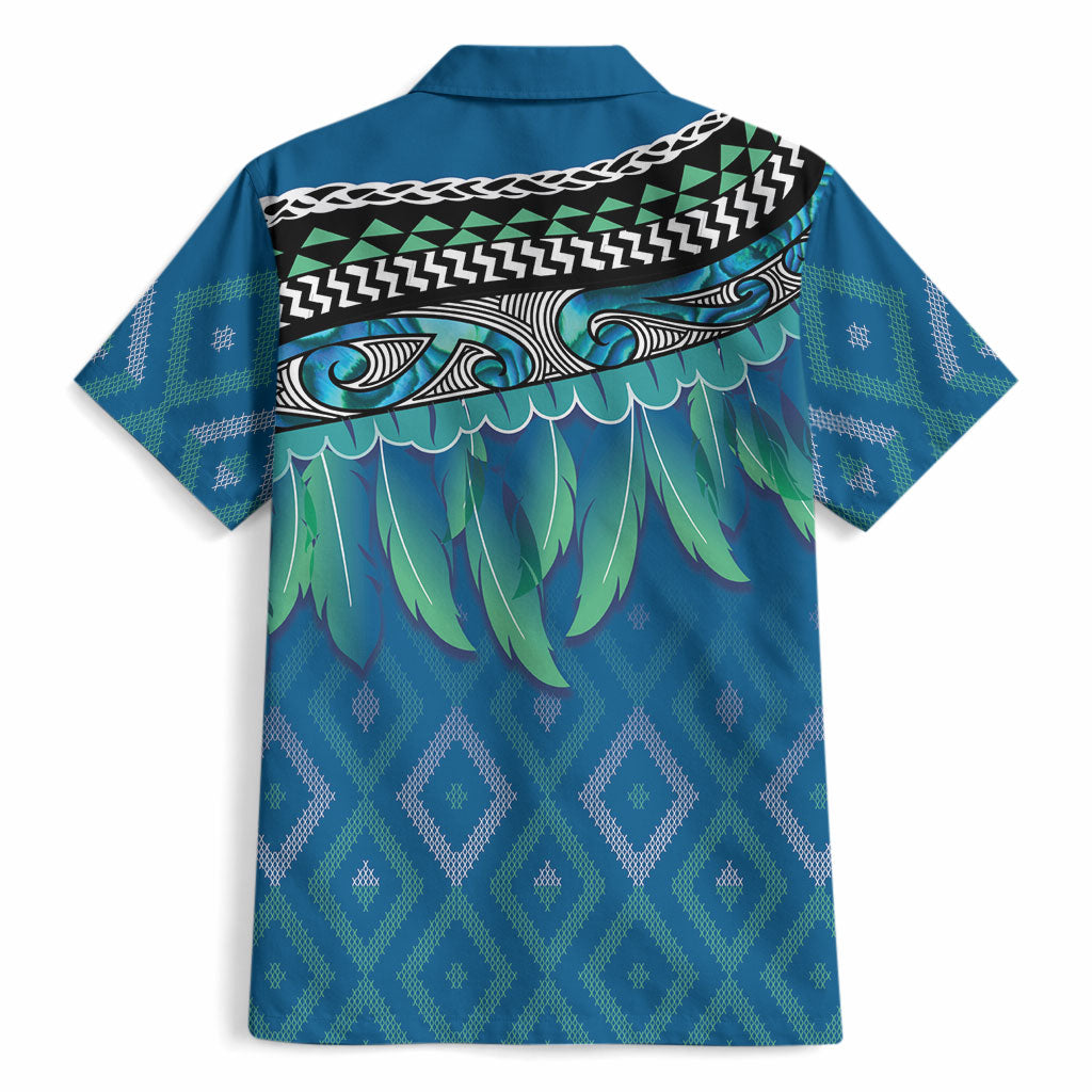 Aotearoa Maori Ngati Kahungunu Iwi Paua Blue Hawaiian Shirt Korowai Tukutuku Kaokao Motifs
