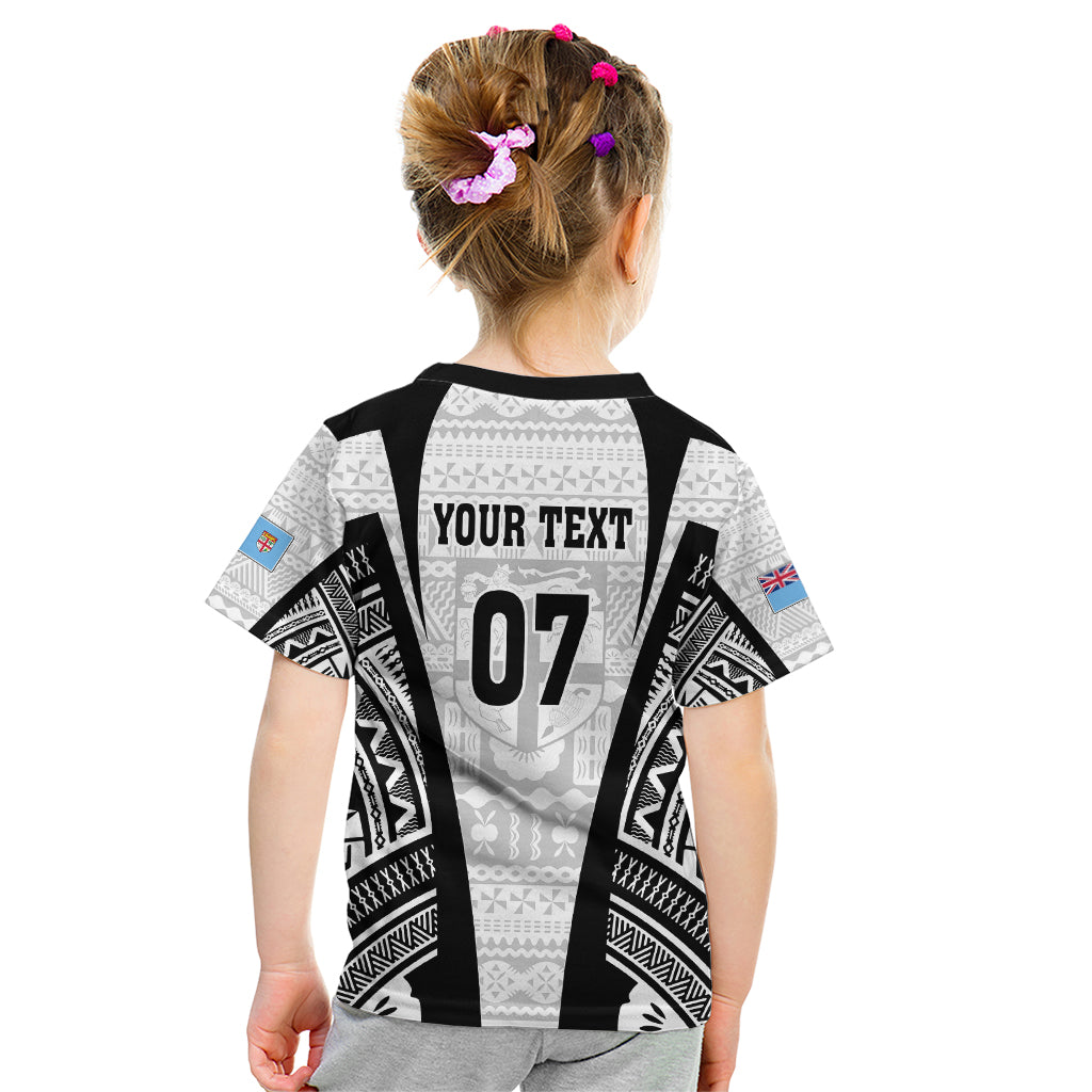 Personalised Fiji Rugby Kid T Shirt 2023 World Cup History Makers - White Ver LT7 - Polynesian Pride