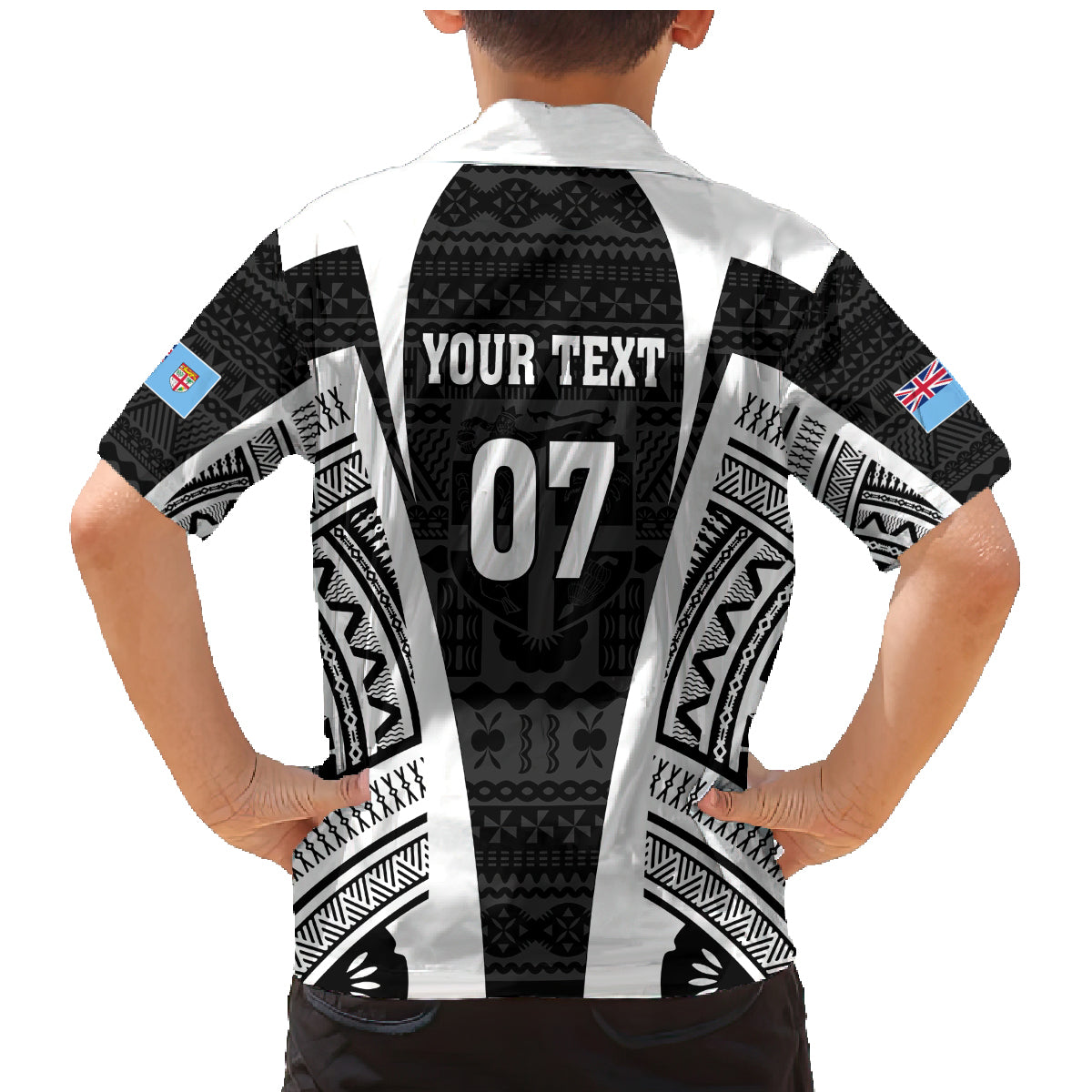 personalised-fiji-rugby-family-matching-mermaid-dress-and-hawaiian-shirt-2023-world-cup-history-makers-black-ver