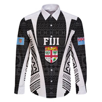 Personalised Fiji Rugby Family Matching Puletasi Dress and Hawaiian Shirt 2023 World Cup History Makers - Black Ver LT7 Dad's Shirt - Long Sleeve Black - Polynesian Pride