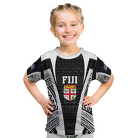 Personalised Fiji Rugby Kid T Shirt 2023 World Cup History Makers - Black Ver LT7 Black - Polynesian Pride