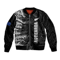 personalised-new-zealand-rugby-sleeve-zip-bomber-jacket-silver-fern-basic-2023-world-cup