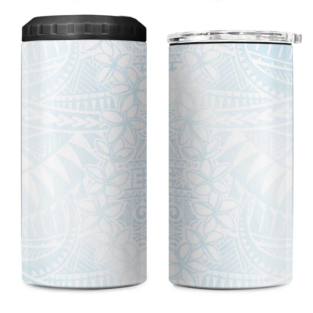 White Sunday 4 in 1 Can Cooler Tumbler Plumeria Tatau Mix Tapa